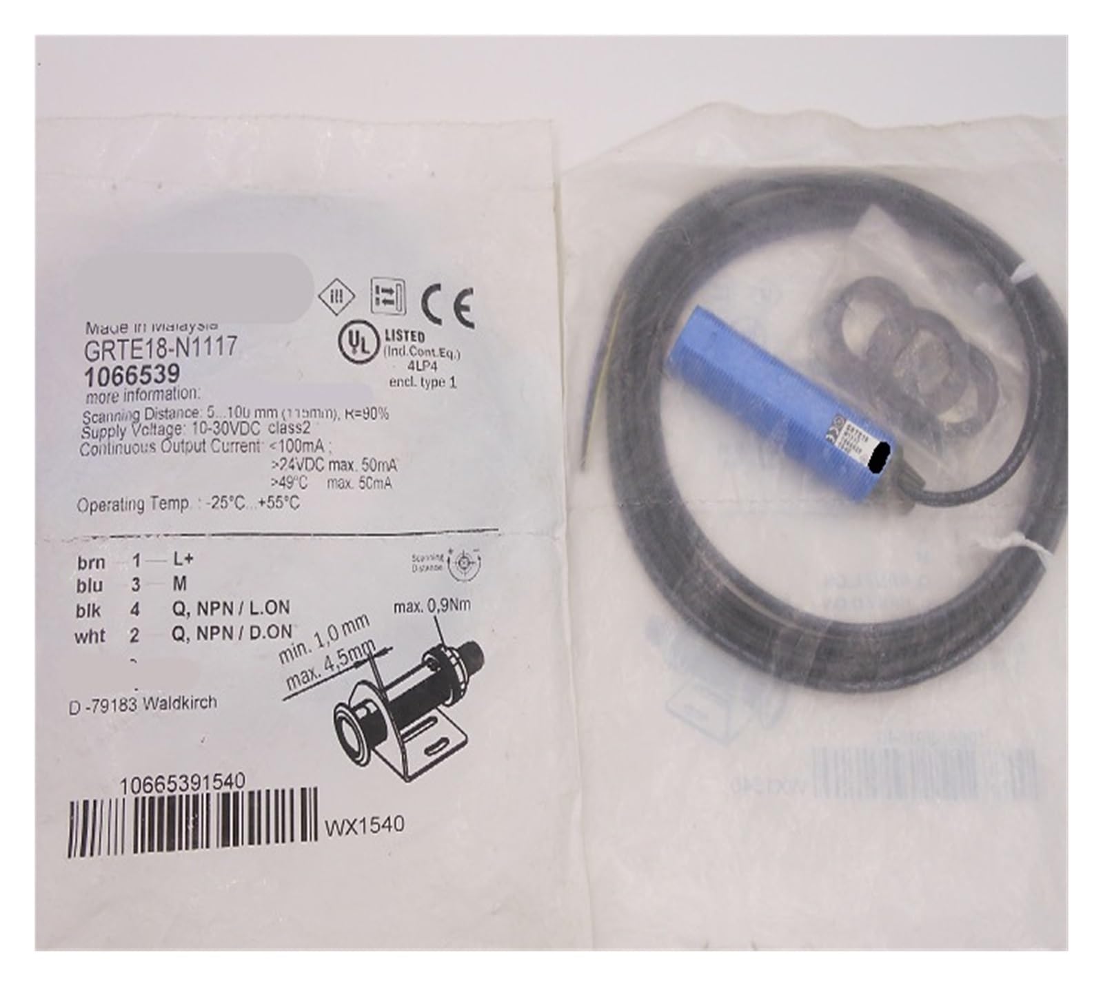 UITGVDQAT 1066539 sensor GRTE18-N1117 photoelectric sensor M18