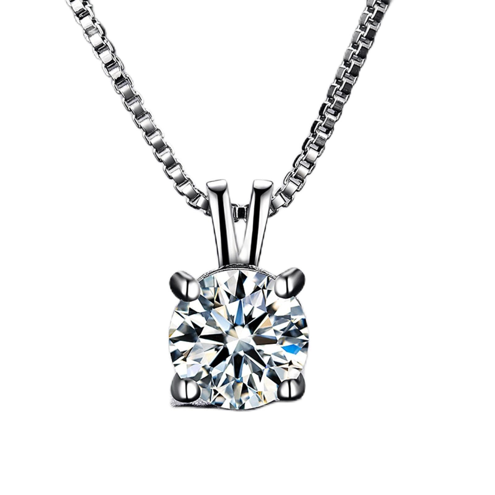 2ct Lab Diamond Solitaire Pendant Necklace 925 Sterling Silver Choker Statement Necklace Women Silver 925 Jewelry