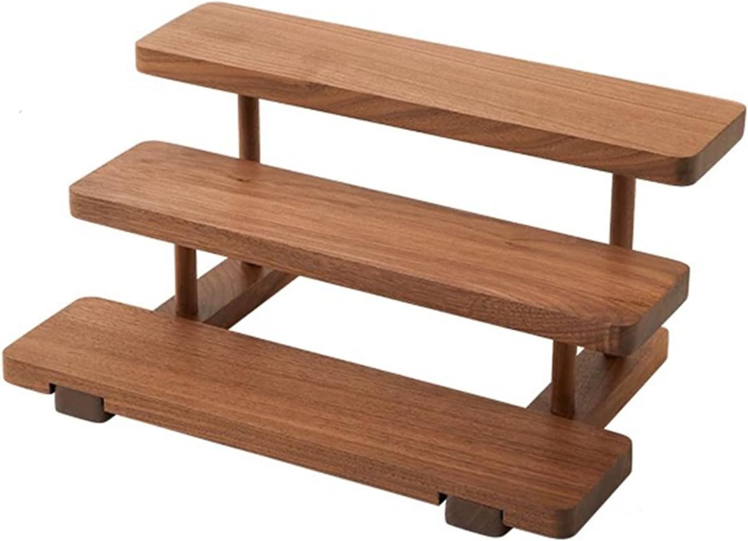 3-tiers Solid Wood Tabletop Storage Rack， Ladder Display Shelf for Plants，Teacups，Cosmetics， Removable Base ，Suitable for Living room，Bedroom，Kitchen (Original Wood)
