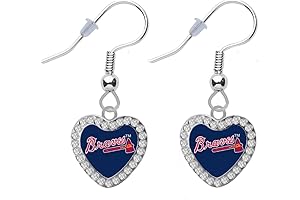 Atlanta Braves Crystal Heart Baseball Earrings