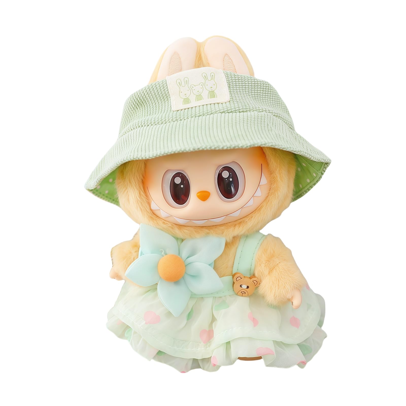 17cm Doll Clothes Set, 3 Pieces Dress Outfit Set for 6.7inch Doll Suit, Fashion Chic Hat & Clothes Accessories for 1st/2nd/3rd Gen Dolls Play & Display Light Green