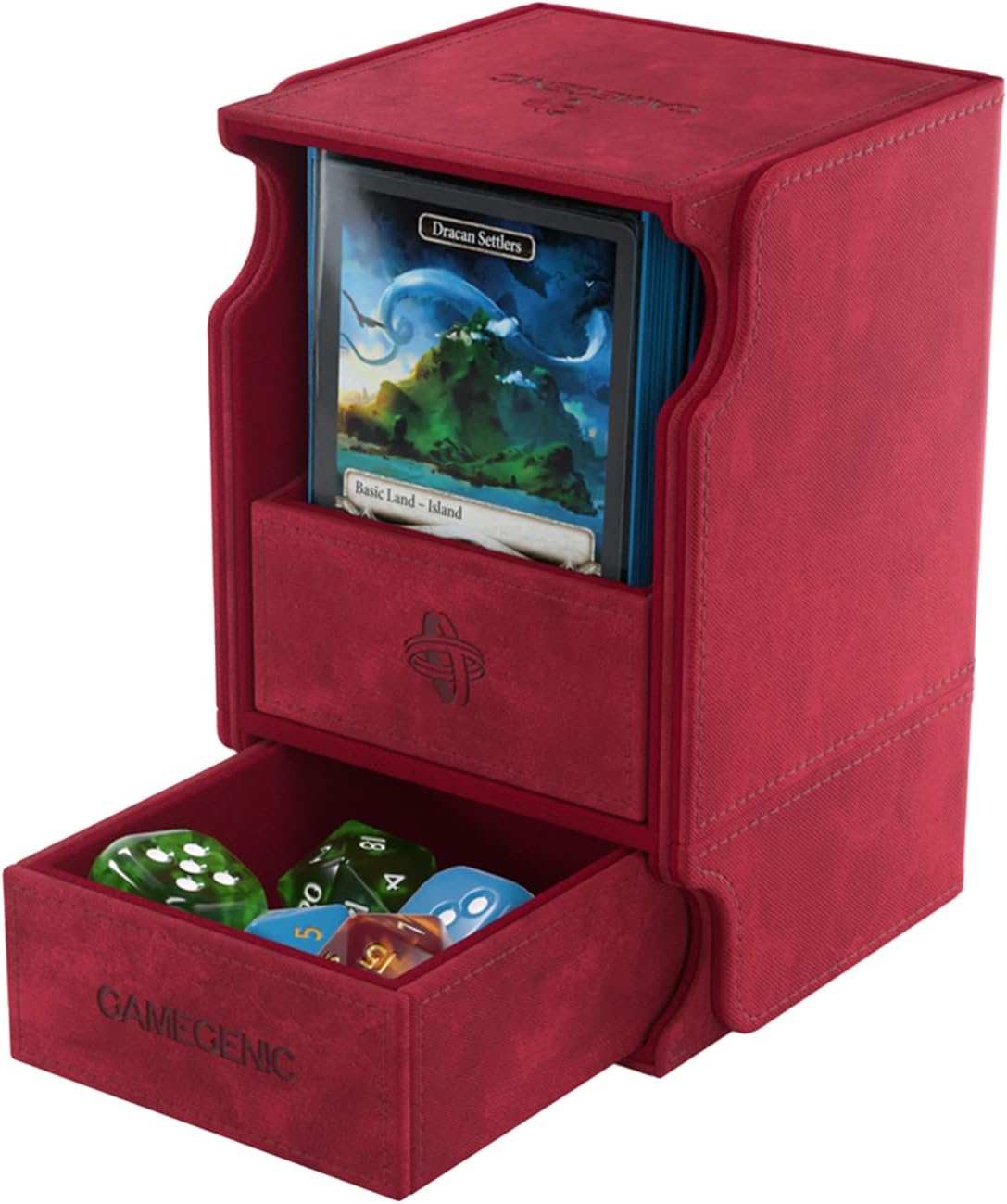 GameGenic Deck Box – Watchtower XL Red 100CT – Durable and Sturdy TCG, OCG, CCG Card Storage – Compatible with Pokemon, Yugioh, Commander, and MTG Magic: The Gathering Cards