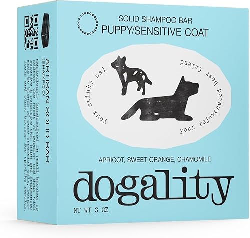 Barra de champú de jabón sólido para perros - Cachorro y pelaje sensible - ALBARICOT, NARANJA DULCE Y MANZANILLA - Ingredientes sostenibles,