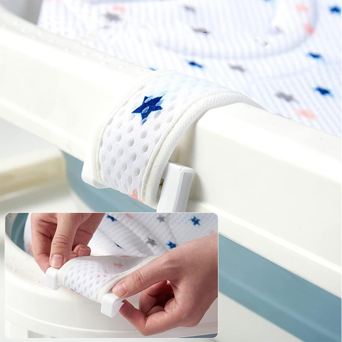Hamac de Bain pour Bébé Antidérapant, Coussin Baignoire Antidérapant, Filet de Siège Pliable pour Bébé 0 à 36 Mois