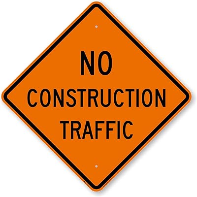 SmartSign 24 x 24 inch “No Construction Traffic†Metal Sign, 80 mil Aluminum, 3M Laminated Engineer Grade Reflective Material, Black, Silver and Orange
