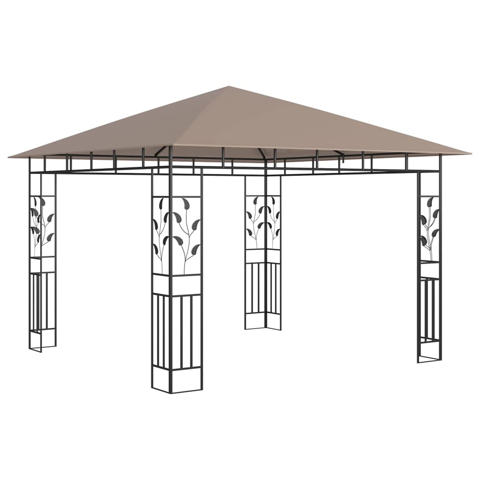 Gazebo con Zanzariera Luci LED 3x3x2,73 m Grigio Talpa,Gazebo Pergola Con Telo Impermeabile Richiudibile E Struttura Rettangolare In Acciaio Inossidabile Ad Alta Densità, Per Arredo Giardino,