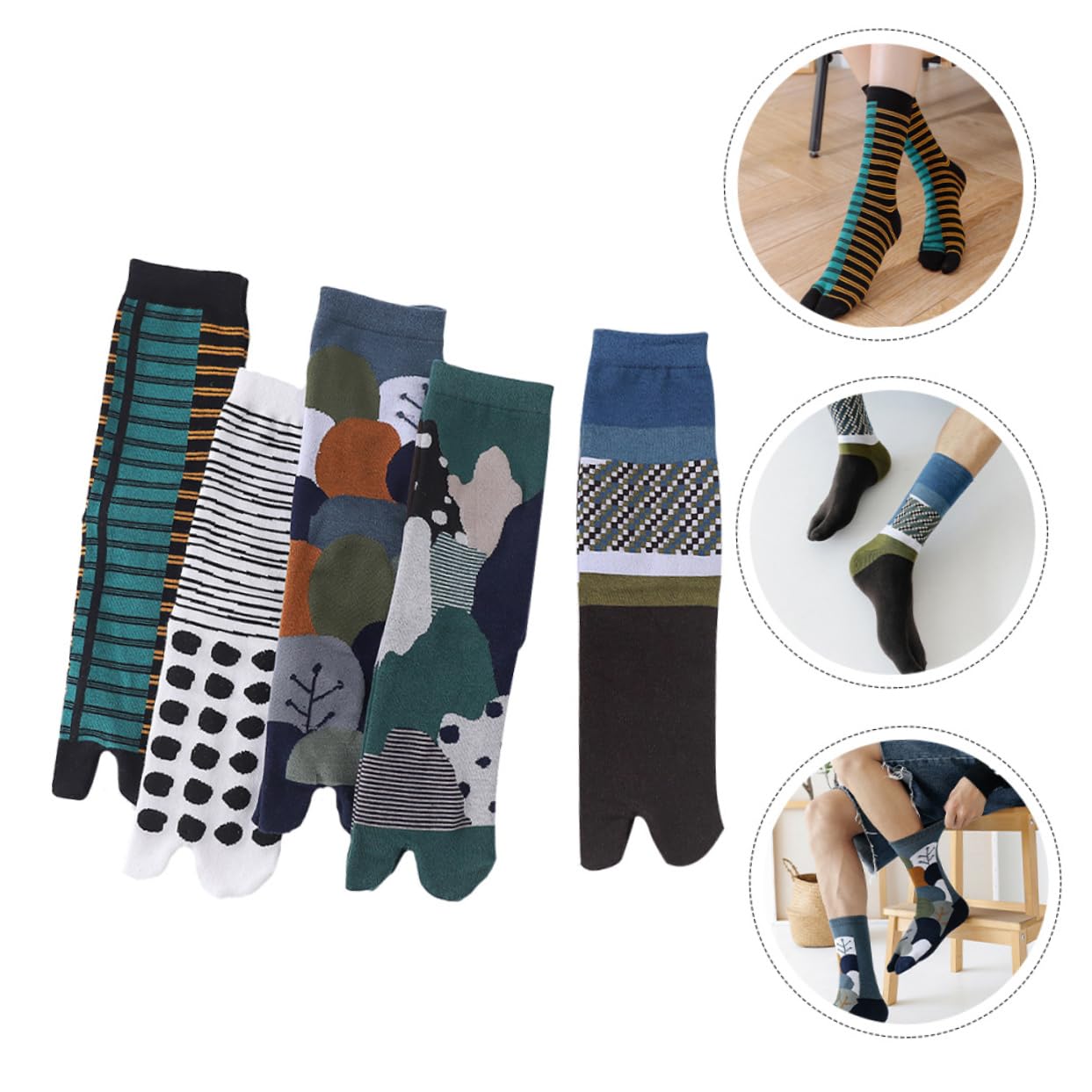 SHERCHPRY 10 paia di calze antiscivolo con dita separate da uomo, pantofole alte tabi