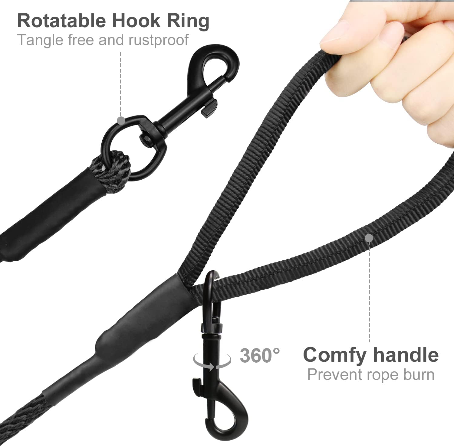 Joytale Long Training Lead for Dogs, 15/10/5M Strong Reflective Training Leads with Soft Handle, Nylon Rope Long Line Leash for Small and Puppy Dogs with 2 Hook Tie out, 5M, Black 4 61oe0czjKQL. AC SL1500