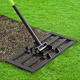 Seeutek Lawn Leveling Rake, 17' x 10' Heavy Duty Yard Leveling Rake Tool with 0-180° Adjustable Handle, 6.5FT Steel Handle Lawn Leveler for Yard Garden Golf, Ease Level Soil Sand Dirt Surface