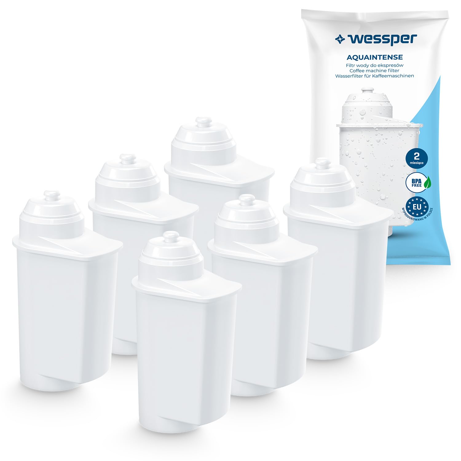Wessper Replacement Filter for Siemens EQ6 EQ7 EQ500 EQ Series Water Filter, Fully Automatic, Compatible with Brita Siemens Intenza TZ70003 Fully Automatic Coffee Machines, Water Filter, Pack of 4