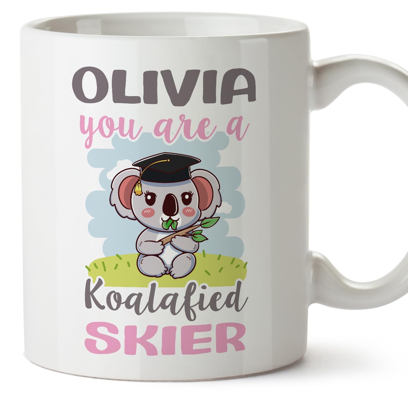 MUGFFINS Personalised Mug for Skier Woman - in English - Custom Koalafied - Funny Custom Gift for Colleagues - Ceramic 11oz Mug — image 1