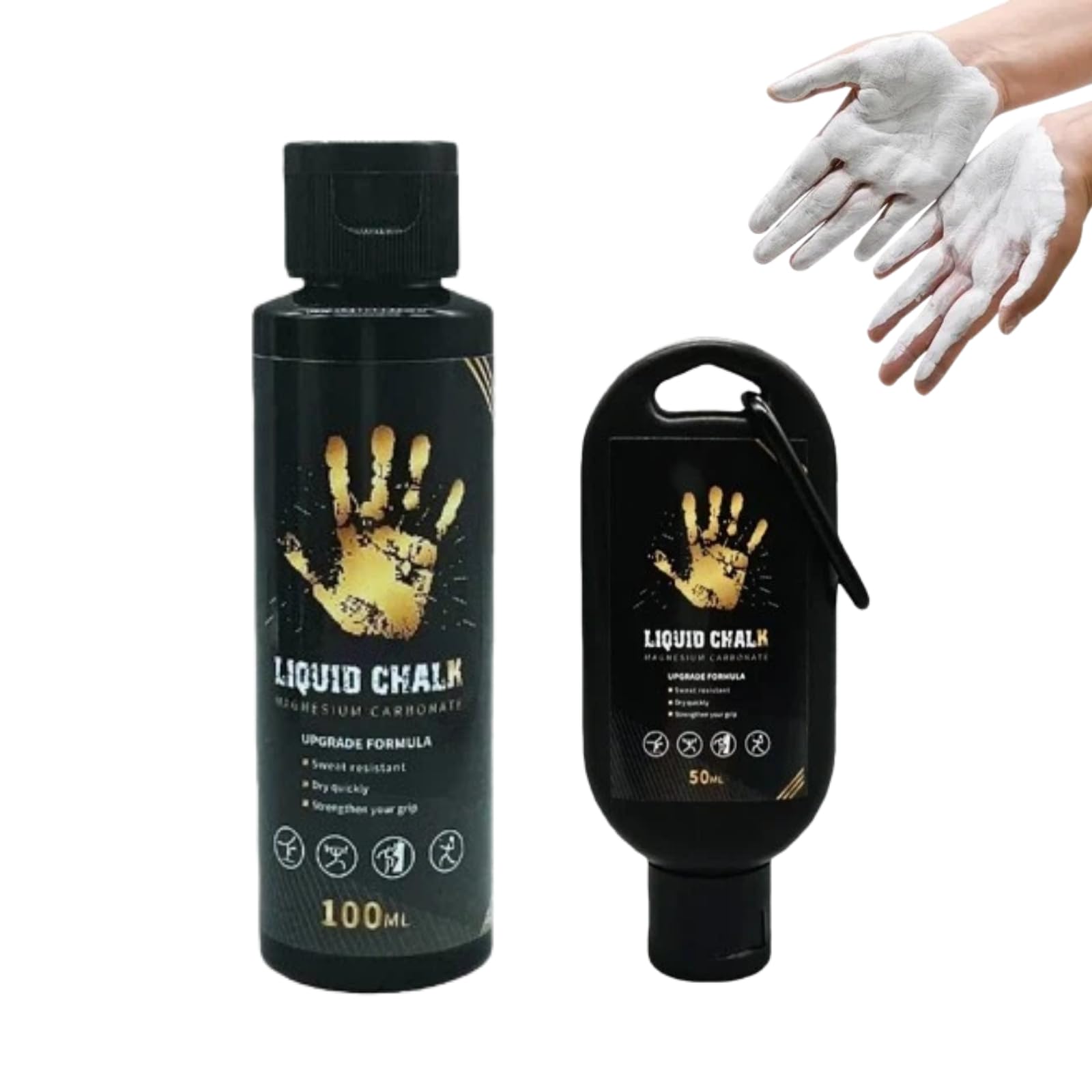 2 Piezas Magnesio Líquido, Liquid Chalk,Tiza Líquida,Apto para Gimnasio, Halterofilia, Pole Dance, Escalada, Gimnasia y Otros Deportes,Mejorar la Fuerza de Agarre,100ml + 50ml