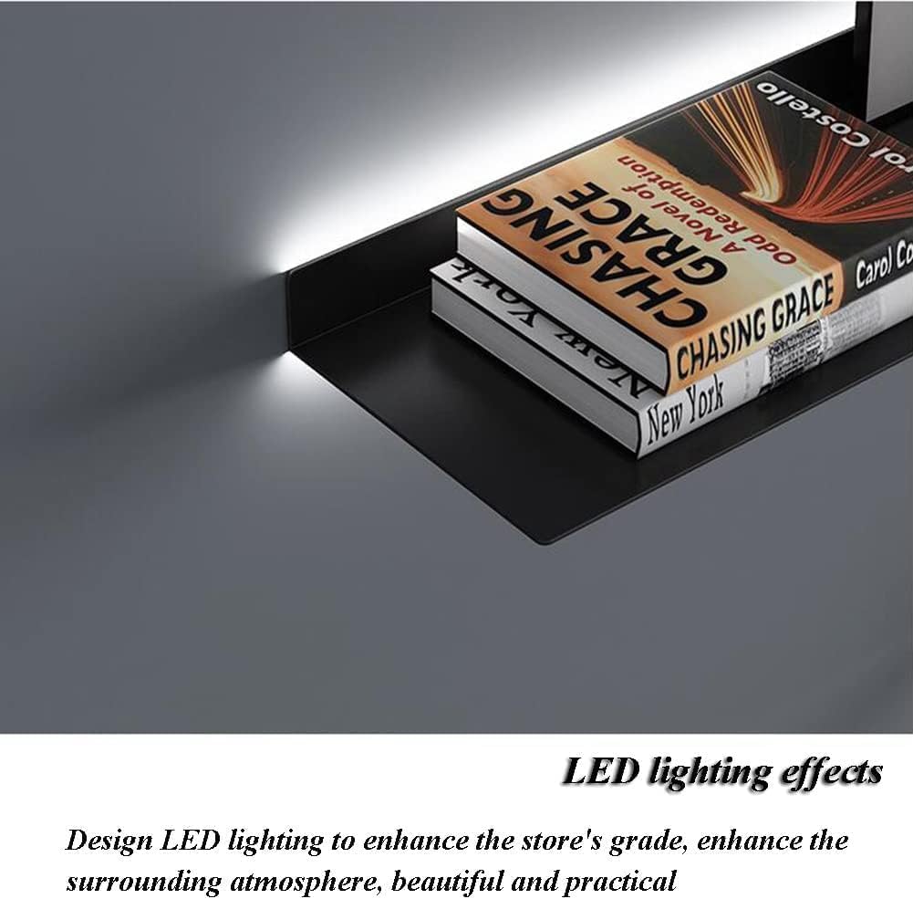 Pływające półki z oświetleniem LED, metalowe półki ekspozycyjne montowane