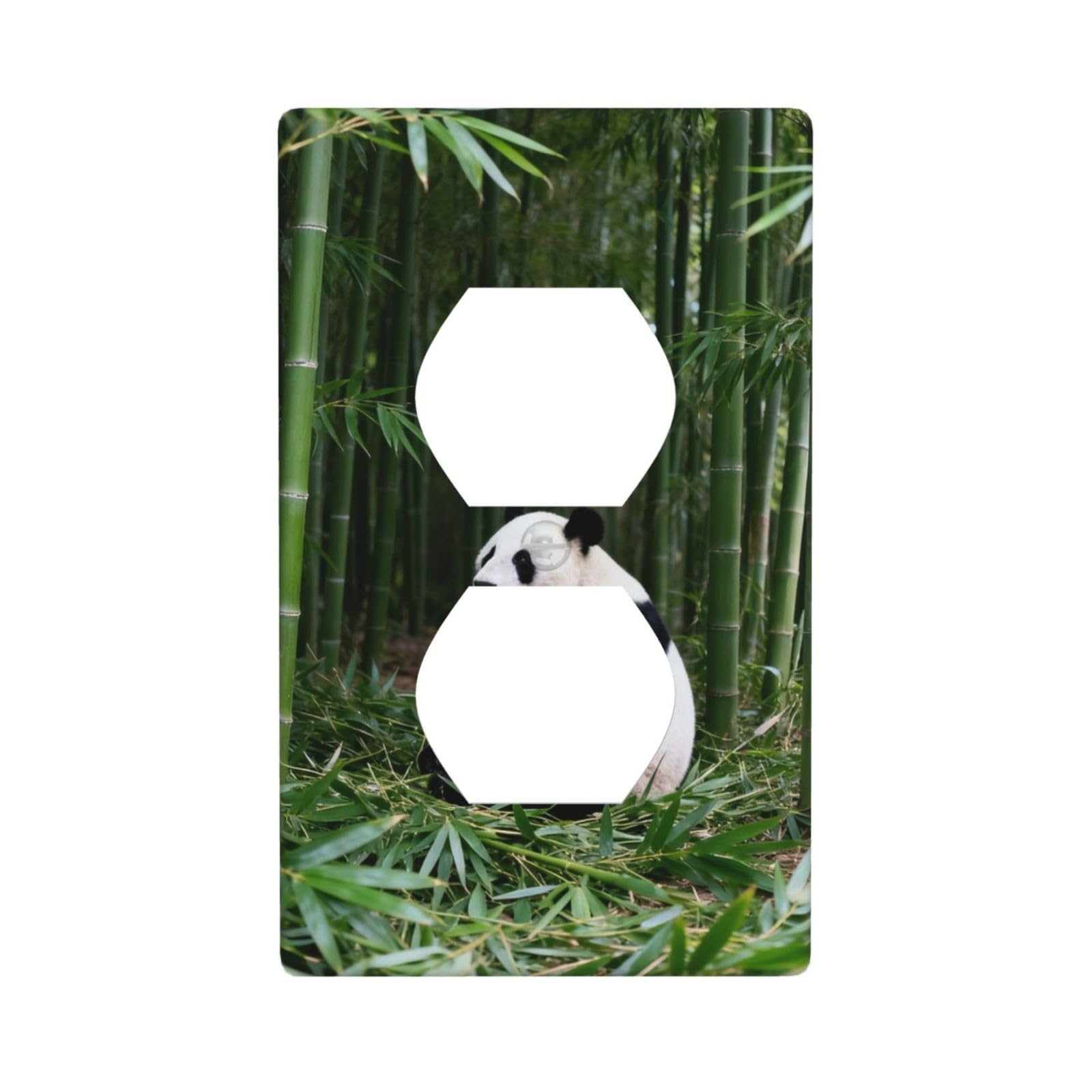 Panda Eating Decorative Switch Plate Cover-Unbreakable Polycarbonate Wall Plate for Home Office, 1 Gang with Screws