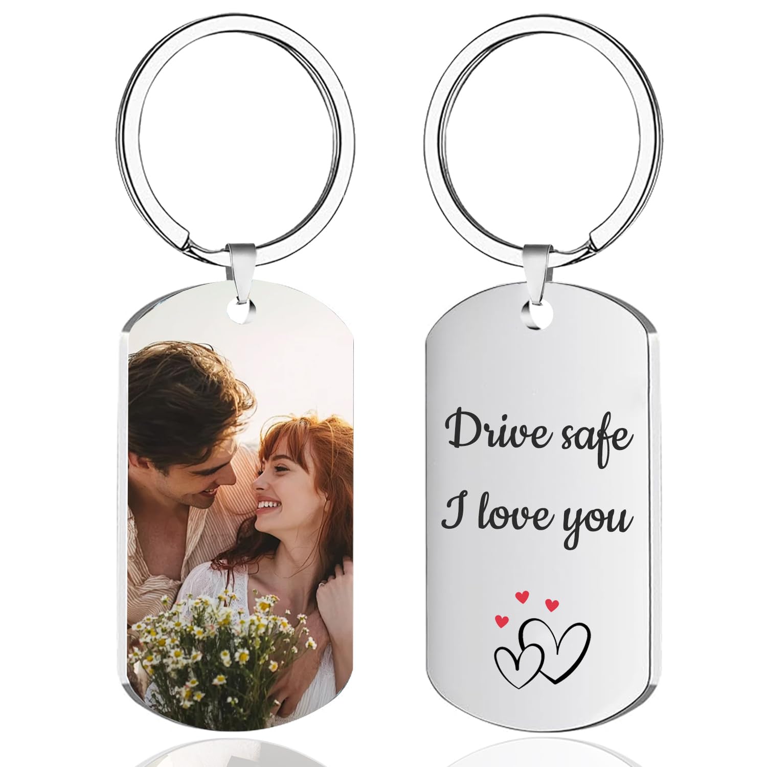 POKEHAND Custom Keychain with Picture，Personalized Keychains with Engraving Photo/Text Customized gifts for boyfriends wives