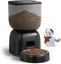 Automatic Cat Feeder, 3L Cat Food Dispenser Battery-Operated with 180-Day Battery Life, Timed Pet Feeder for Cats and Dogs, Desiccant Bag, Programmable Portion Control, 10s Voice Recorder