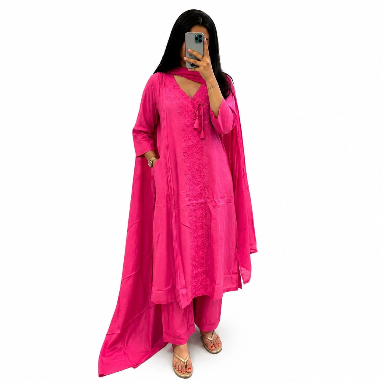 Sakhi Collection Women's Cotton Kurta Pant Dupatta Set | Embroidered Straight Kurta Set | 3 Piece Ethnic Suit | Office & Festive, Casual Wear-picture-52