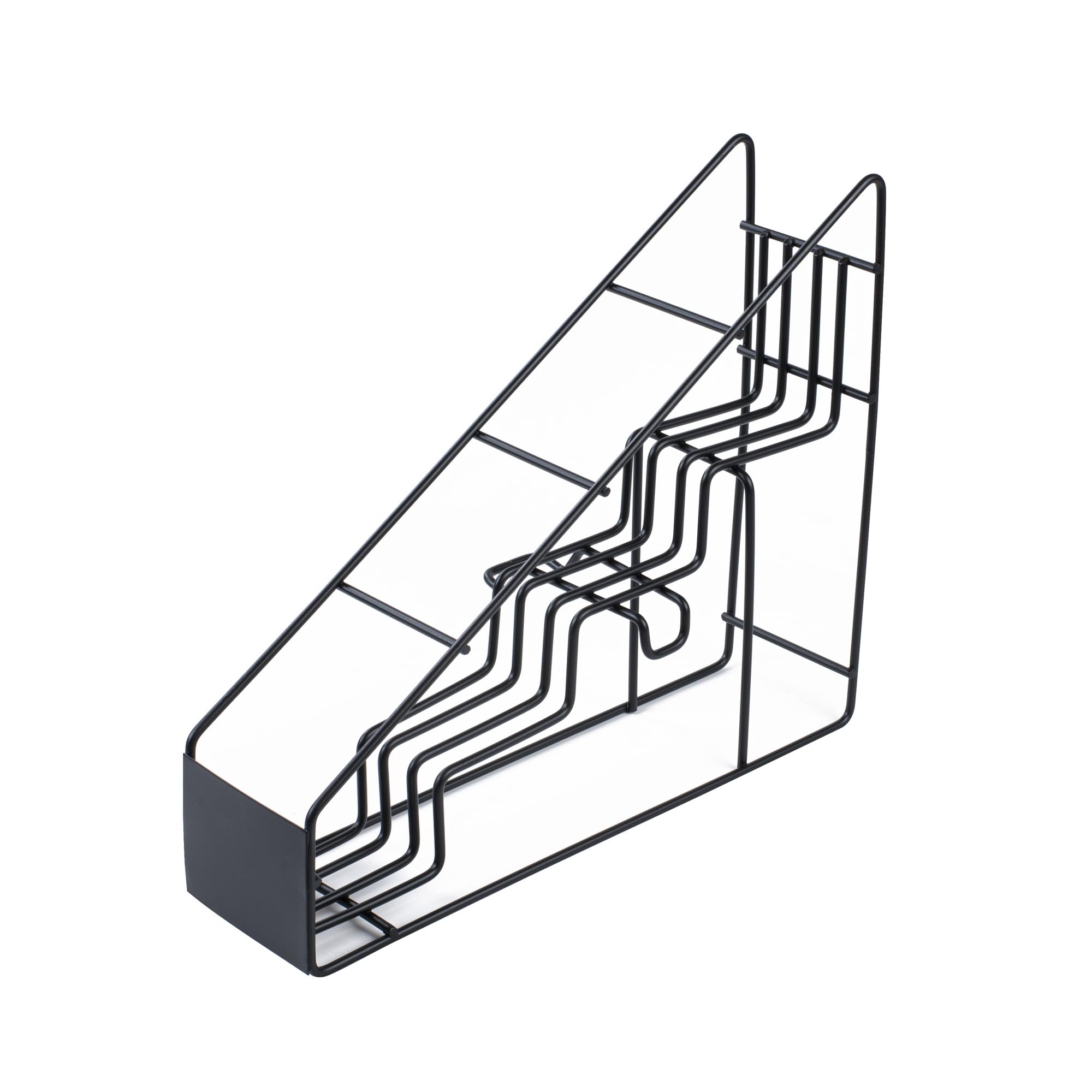 Restaurantware Restpresso 14 x 4 x 12 Inch Coffee Syrup Rack 1 4-Tier Syrup Holder - Wire Design Compact Black Iron Syrup Stand For Retail Displays Coffee Or Liquors