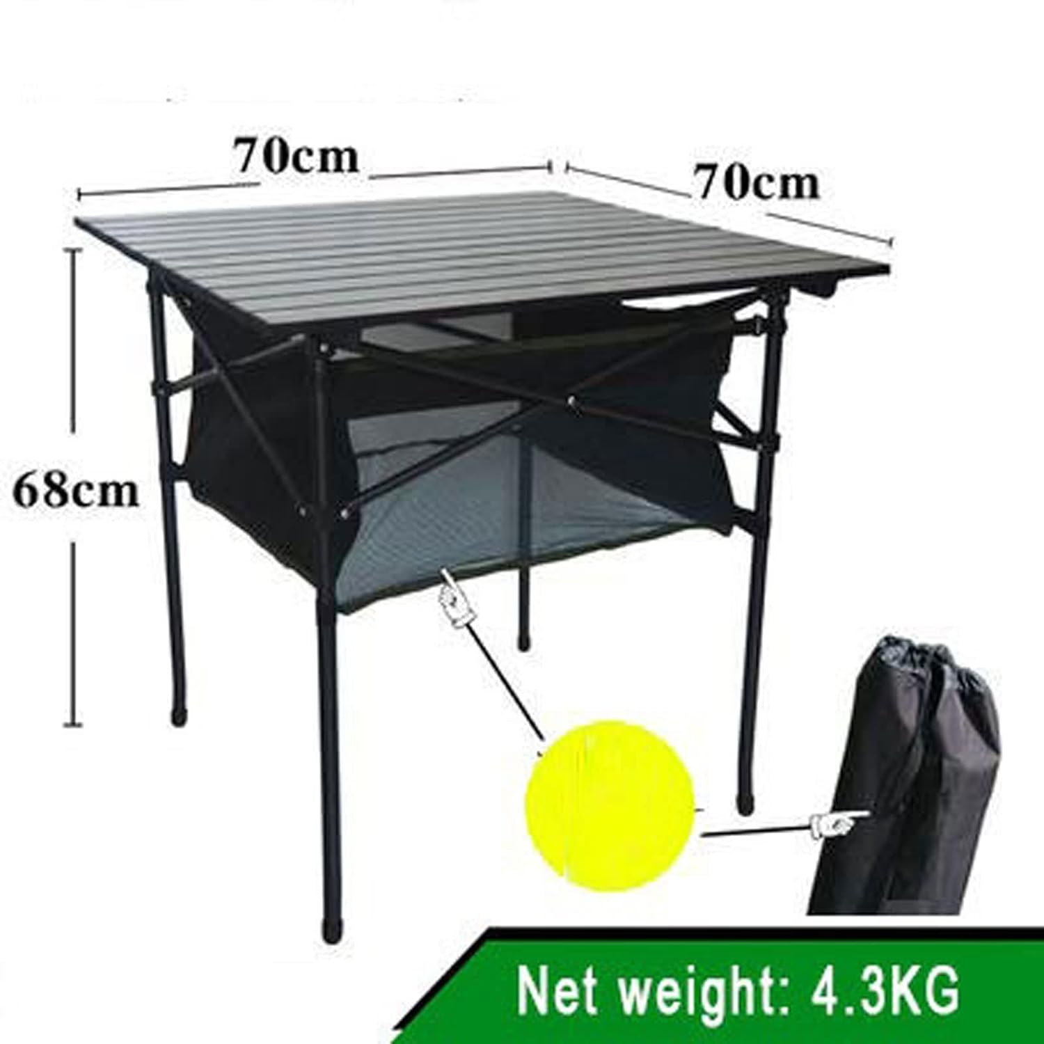 Aluminium Alloy Outdoor Picnic Folding Table with Waterproof and Design Lightweight Camping Table and Chair Set for 70 * 70 * 70cm Square Table.
