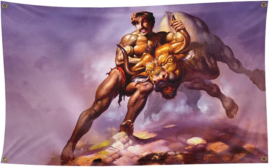 Bull by The Horns Dodgeball White Goodman Flag 3x5 Ft - Nelk Poster Vivid Color - Cool Outdoor Indoor Banner College Dorm Room, Man Cave, Tailgates and Parties Wall Landscape Tapestry