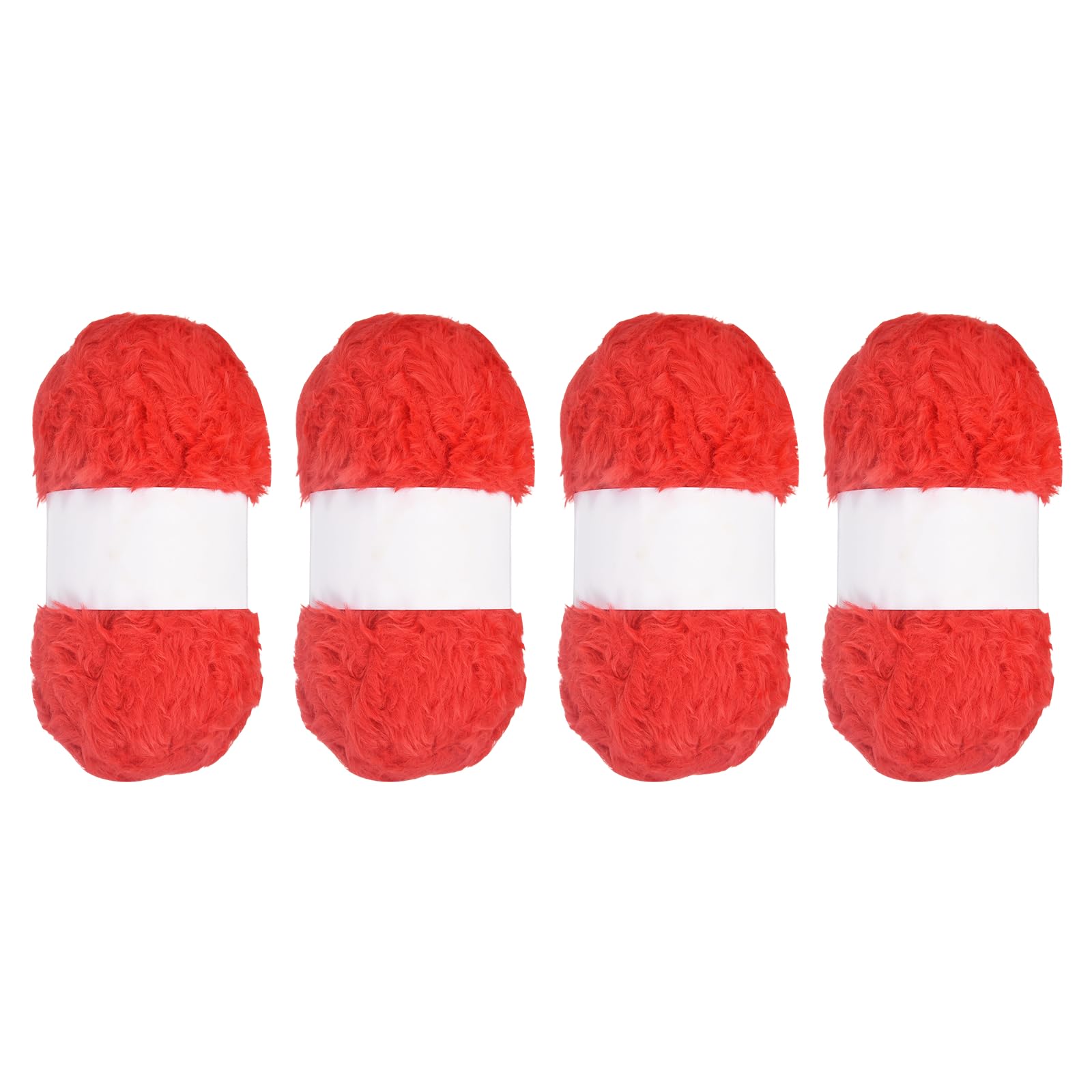 PATIKIL 65 Yards Soft Chunky Fluffy Fuzzy Faux Fur Yarn, 4 Skeins Chunky Fuzzy Yarn Fur Polyester for Crochet Knitting Blankets Scarves Sweaters Hat Shawls, Bright Red
