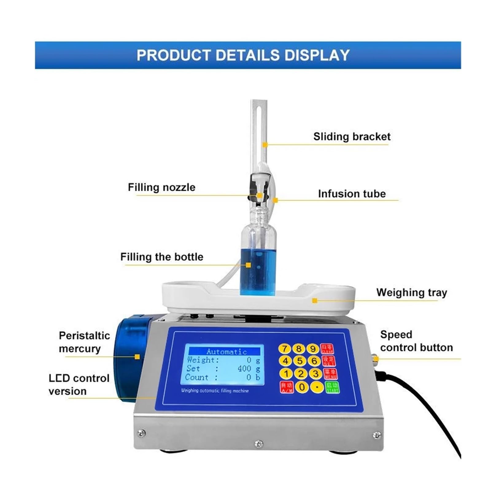 Máquina de llenado, Máquina llenadora CSY1200 con bomba peristáltica, llenadora de aceite, pesaje cuantitativo, líquido, esencia, esmalte de uñas, aceite de oliva, aceite aromático.