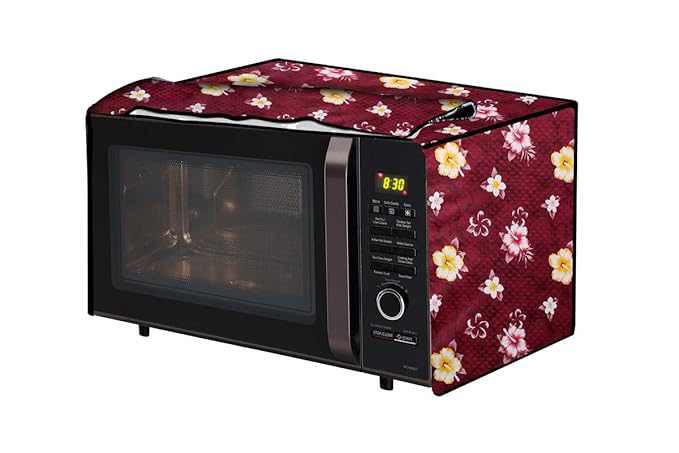 The Furnishing Tree Microwave Oven Cover for LG 28L MC2886BPUM Floral Pattern Red