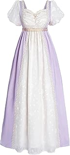 FCCAM Regency Dresses for Women Floral 1800s Regency Era Dress Empire Waist Regency Ball Gown - Buy now