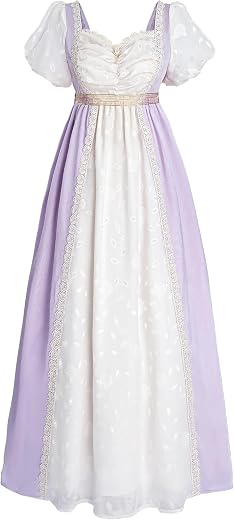 FCCAM Regency Dresses for Women Floral 1800s Regency Era Dress Empire Waist Regency Ball Gown