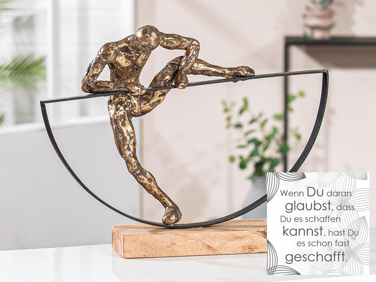 Casablanca Skulptur Lifting, Deko Figur Bronze, Metall u. Mangoholz Statue Wohnzimmer, Büro Dekoration H. 32 cm x B. 41 cm - Geschenk Moderne Skulpturen, Erfolgsfigur Motivation