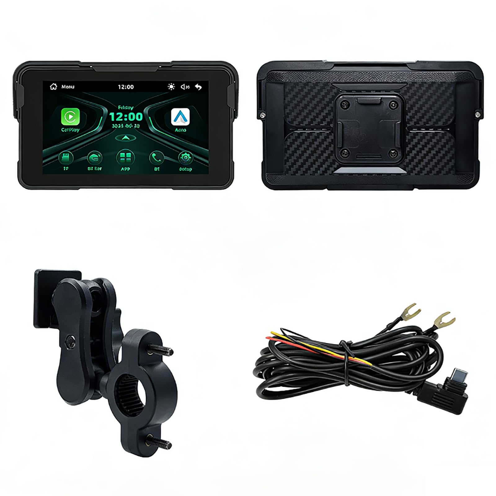 Écran CarPlay Moto pour Yamaha MT 07 MT07 MT09 Tracer 700/900/GT TRACER9/7/GT, 5 Pouces Portable Écran Tactile HD Tactile Étanche IP67, Prend en Bluetooth Trans,A-No Tire Pressure