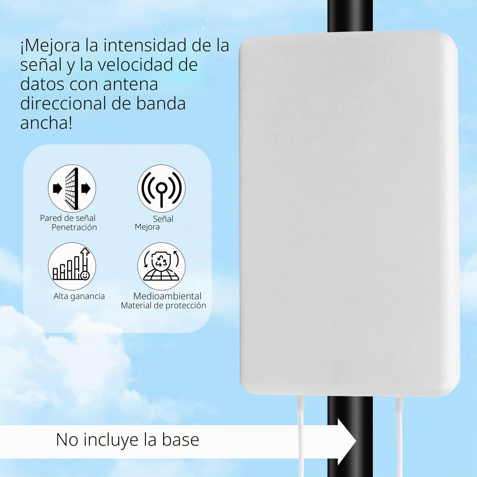Antena 5G Exterior, Antena LTE 4G/5G 700-2700|3300-4000 MHz 18dBi, Amplificador de Señal Larga Distancia con 2x10m Cable TS9/SMA - Compatible con Routers y Módems 5G/3G/4G LTE