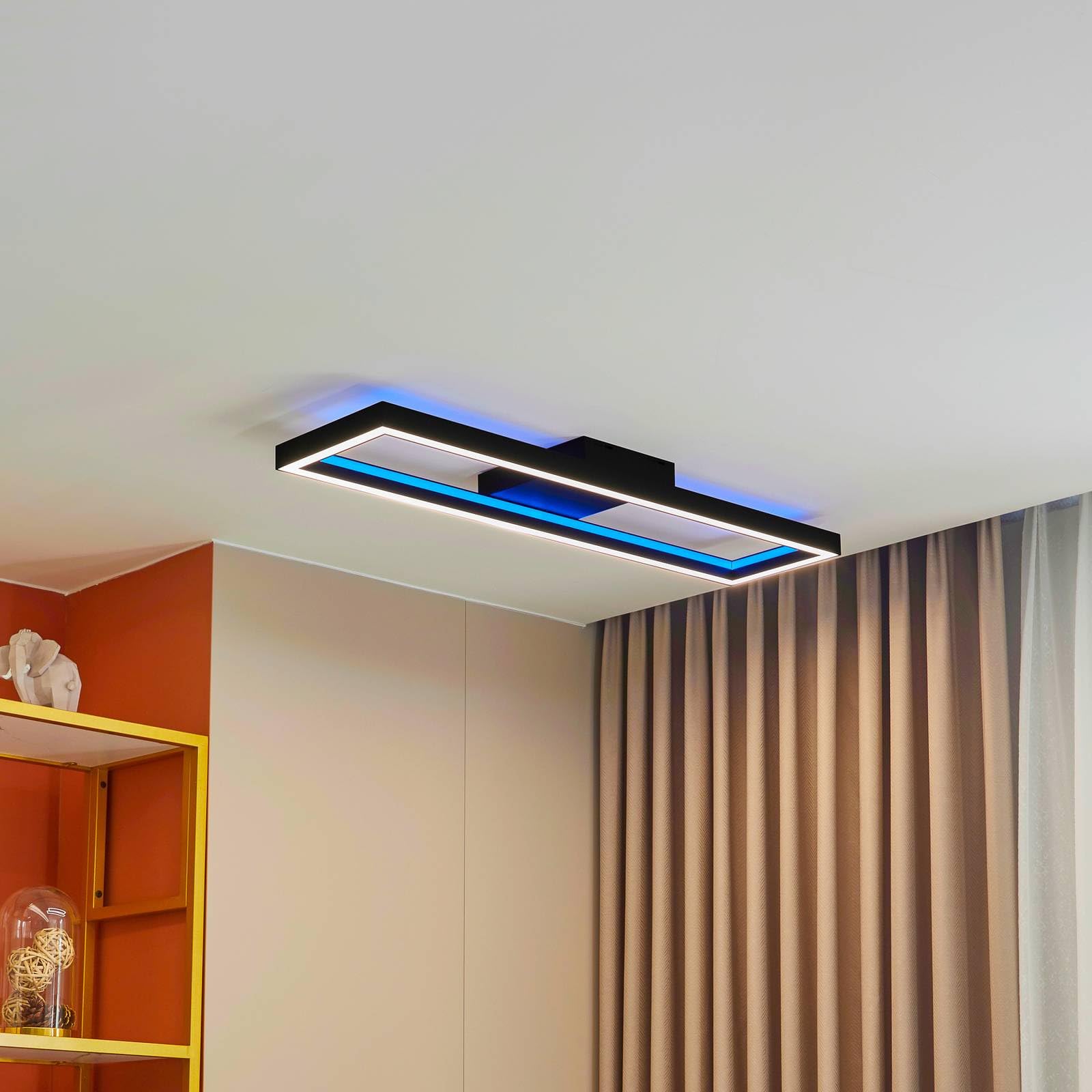 Lucande LED Deckenlampe dimmbar, RGB Backlight wechselbare Lichtfarbe (2700-6500K) Fernbedienung App Steuerung Smart Home Wohnzimmerlampe Deckenleuchte