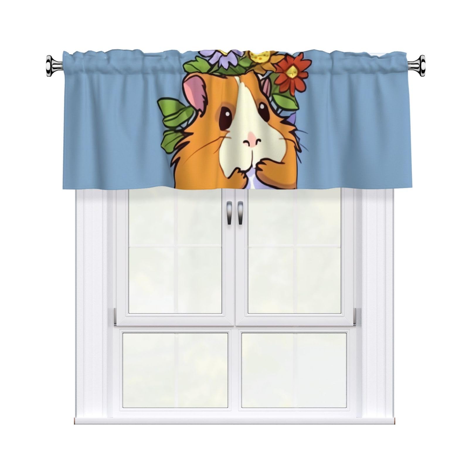 FekiLoot Smiling Curtain Valance for Windows, Kitchen Window Valances Rod Pocket Window Treatments Short Curtains Drapes for Bathroom Bedroom Cafe Decor 54x18inch 1 Panel