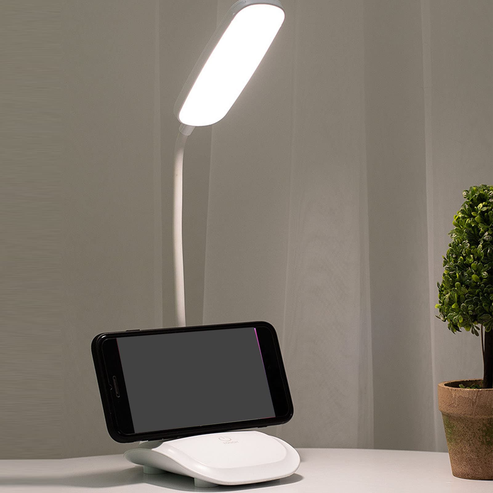 Lampe Liseuse De Table Bureau LED USB Dimmable Flexible Pince Blanche