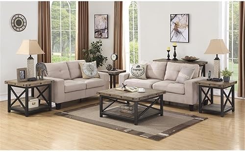 Miniatura 2 de BOWERY HILL Mesa de centro cuadrada de madera de granja en marrón claro