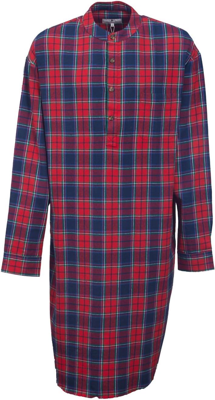 Lee Valley, Ireland Men's Genuine Irish Cotton Flannel Nightshirt (X-Large, Eskra Maroon)