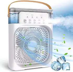 softdigit Ventilador Portátil de Mesa Mini Ar Condicionado Umidificador Climatizador Led Água e Gelo 3 Velocidades Led (BRANCO)