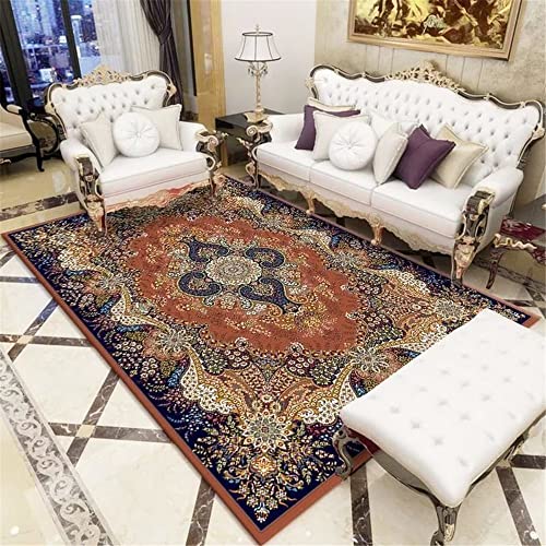 Tapis de chambre durable motifs floraux géométriques rétro doux rouge - 2
