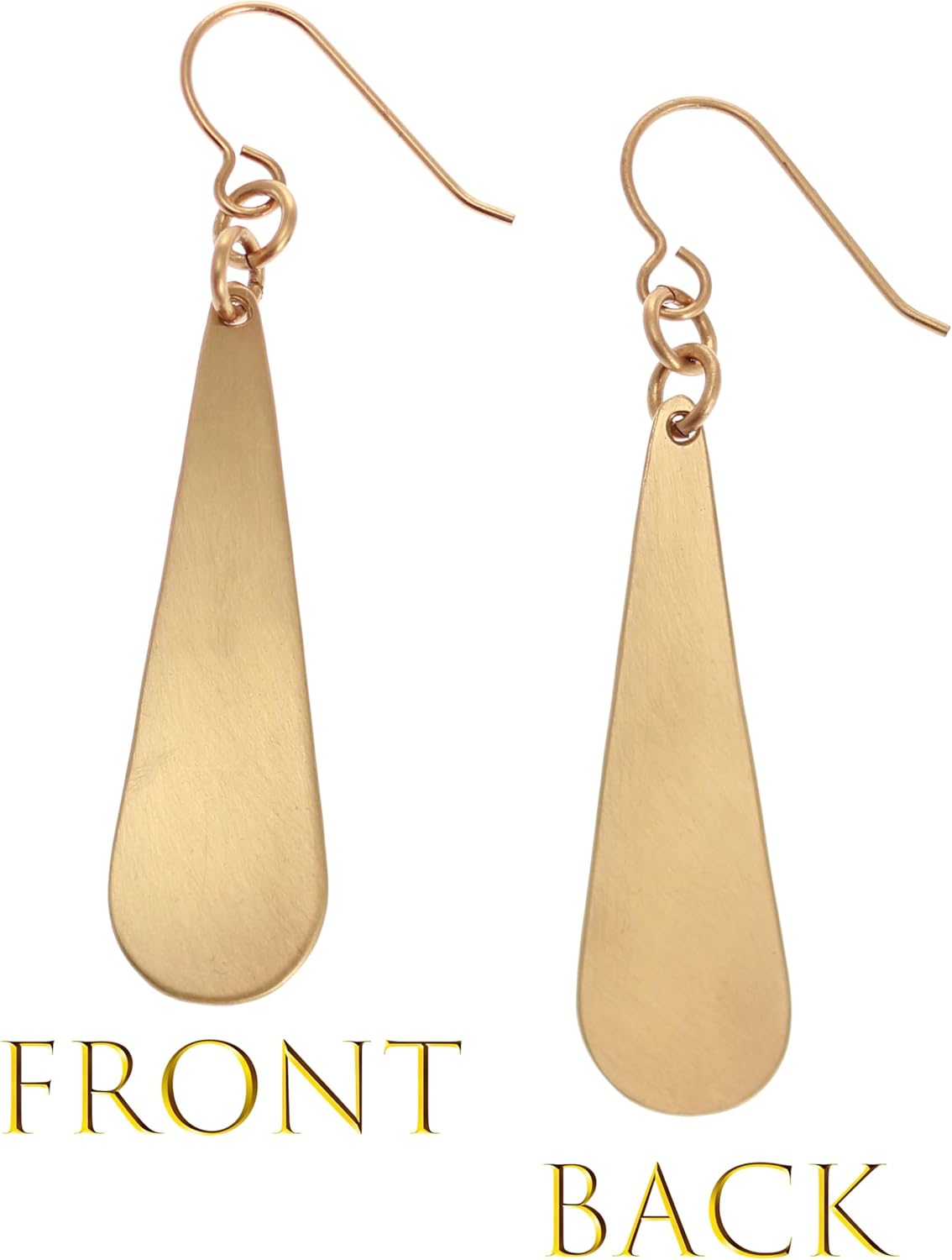 John S. Brana Brushed Bronze Long Teardrop Earrings, Raw Bronze, 2 1/4 Inches Length, Coated Anti-tarnish Finish, 8th Wedding Anniversary