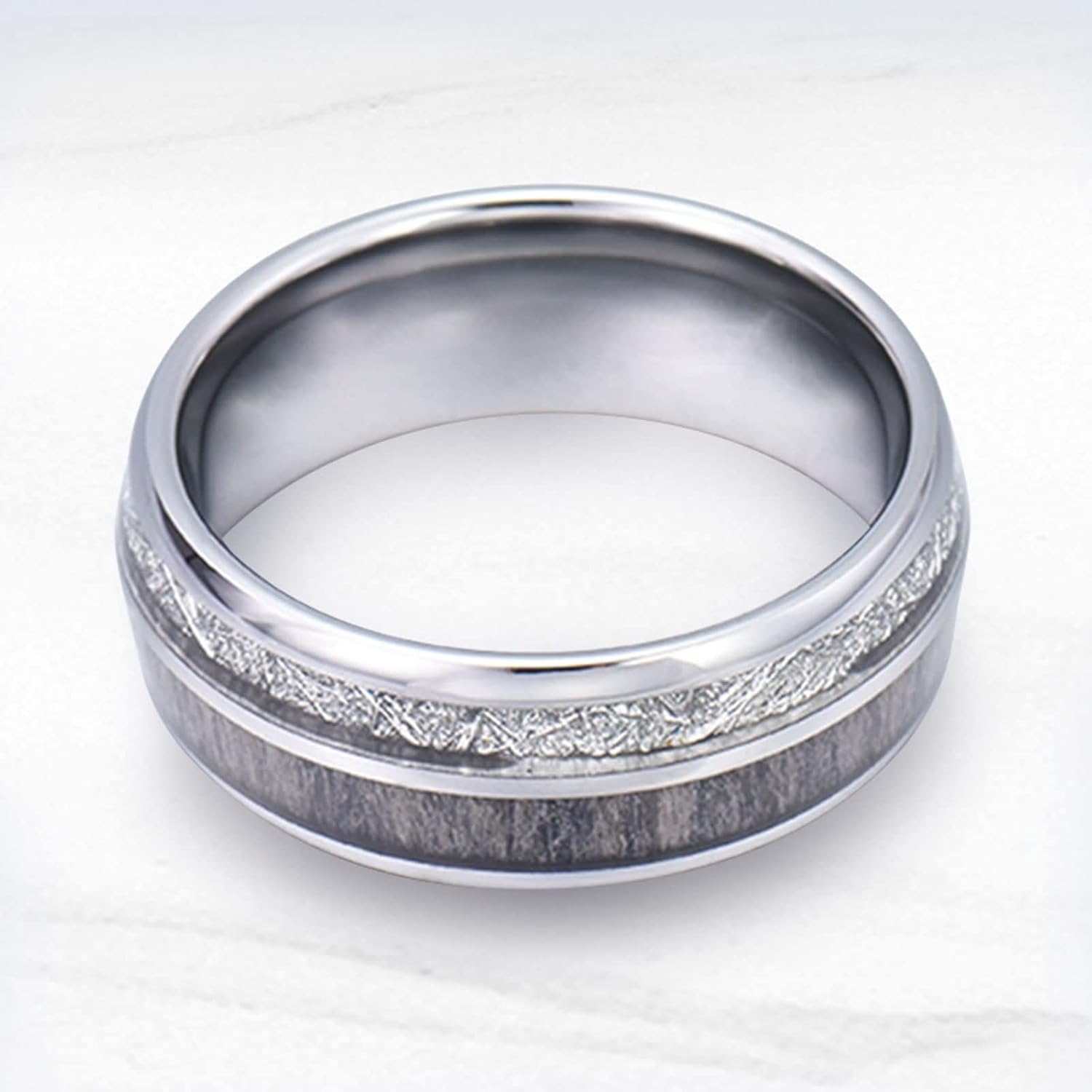Engraving Ring Couple Ring Engagement,Wedding Rings Stainless Steel 8MM Silver Ring with Round Ring for Couples