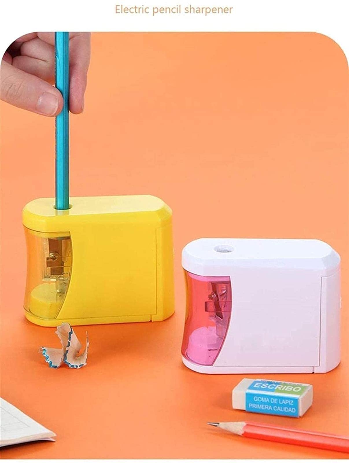 Elektryczna temperówka do ołówków do klasy automatycznie zatrzymuje plastikową temperówkę do ołówków dla dzieci, odpowiednia dla uczniów, artystów, szkół, biur