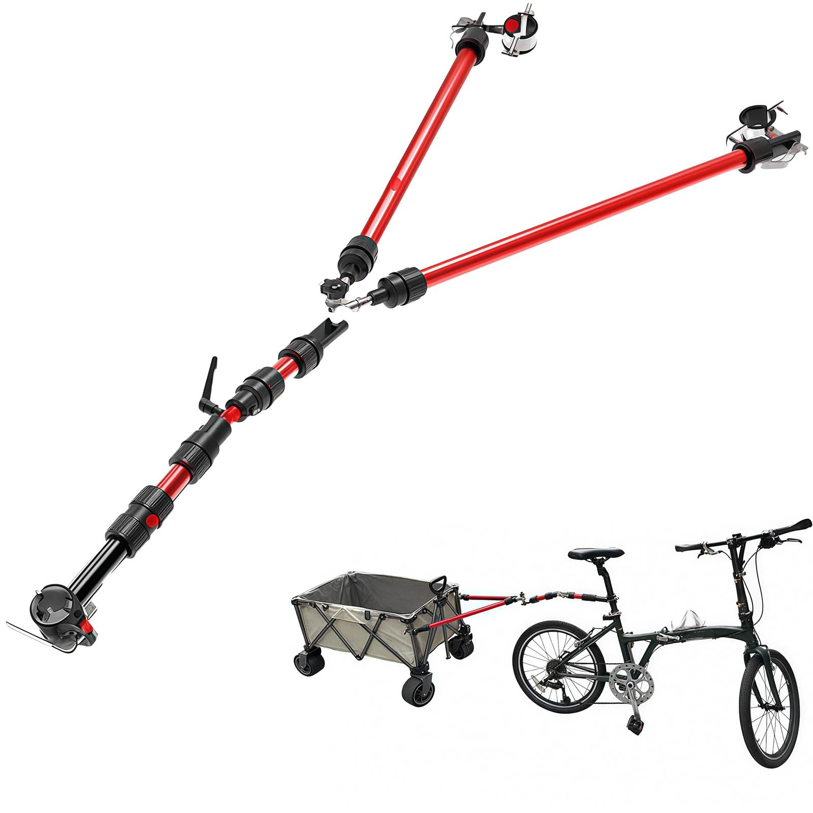 Fahrradanhängerkupplung, Premium Edelstahl Kupplung für Gartenwagen, tragbarer Anschluss für Klappfahrräder und Elektroroller