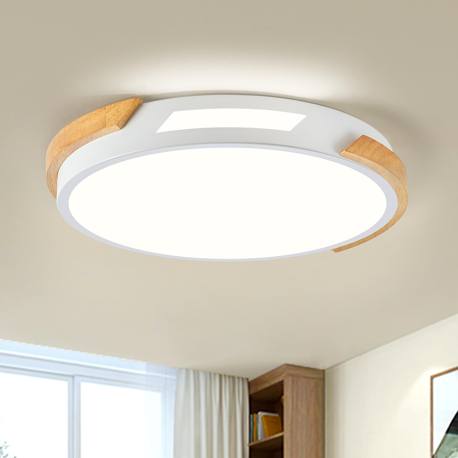 LED Deckenleuchte, Weiß Deckenlampe 40cm für Schlafzimmer | Moderne LED Deckenlampe Holz, Lampen für Wohnzimmer, Küche, Flur, Büro, Kinderzimmer, 36W 4000K Neutrallicht