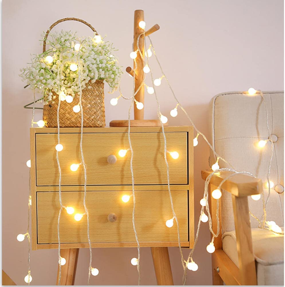 Lichterkette, Runde Lichterkette mit Kugeln, kreative LED-Lichterkette, batteriebetriebene Deko-Lichter for Terrasse, Zuhause, Hochzeit, Party, Schlafzimmer, Geburtstag(Colourful,19.6FT(40LED))