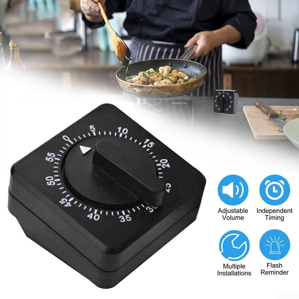 Minuteur De Cuisine Mécanique 60 Min - Timer Manuel Sans Pile, Alarme Sonore