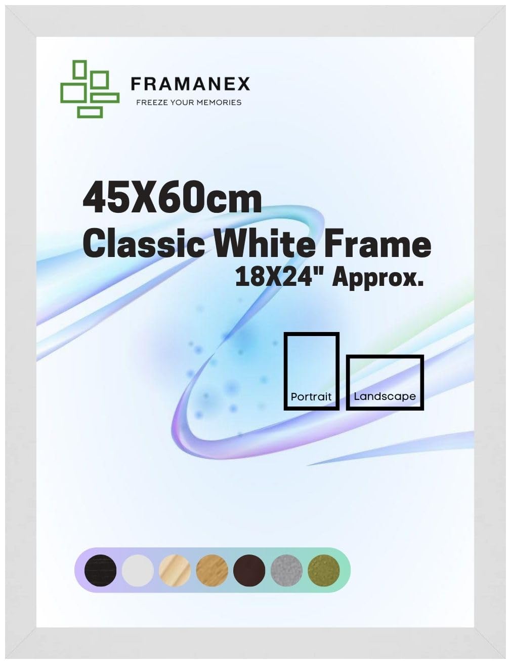 Framanex White Modern Dome Shape Frames | Colour 45X60 Cm Picture Photo Poster Frames | 60X45 Cm Rectangle Picture Frame | Beautify Your Walls With Sd Mold Wood Finish Photo Frame