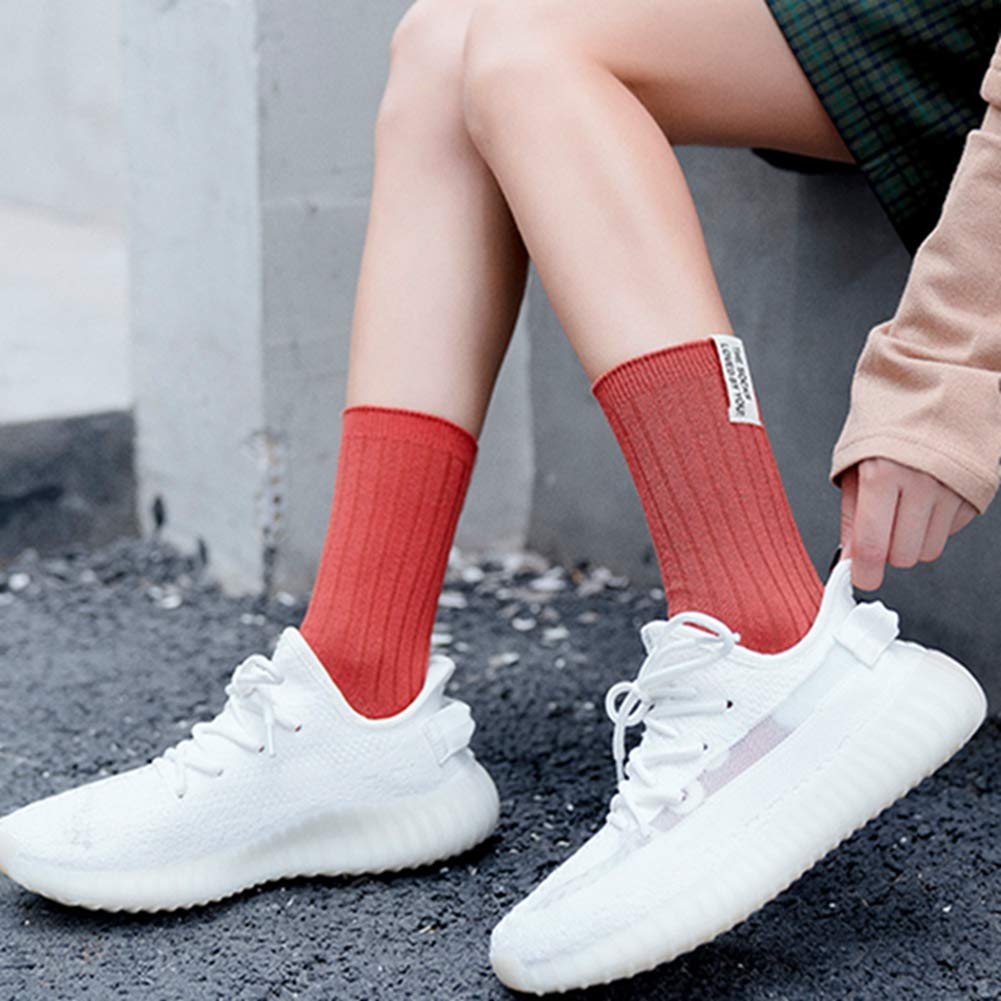 10 pares de calcetines de algodón para mujer, supertranspirables, monocolor, rayas verticales, 10 colores