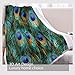 BlessLiving Peacock Blanket Green Blue Peacock Fleece Blanket Peacock Feather Blankets and Throws Soft Sherpa Plush Blankets Peacock Gifts for Adults Women Kids Girls (Throw, 50 x 60 Inches)