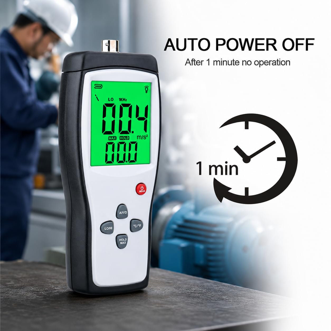 Vibrationsmesser und Analysegerät, 10Hz bis 1kHz, 0.1-199.9 m/s Digitaler Tester für Industrie und Heimgebrauch